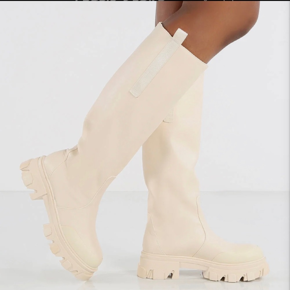 Public Desire Knee High Chunky Sole PU Boots 7
